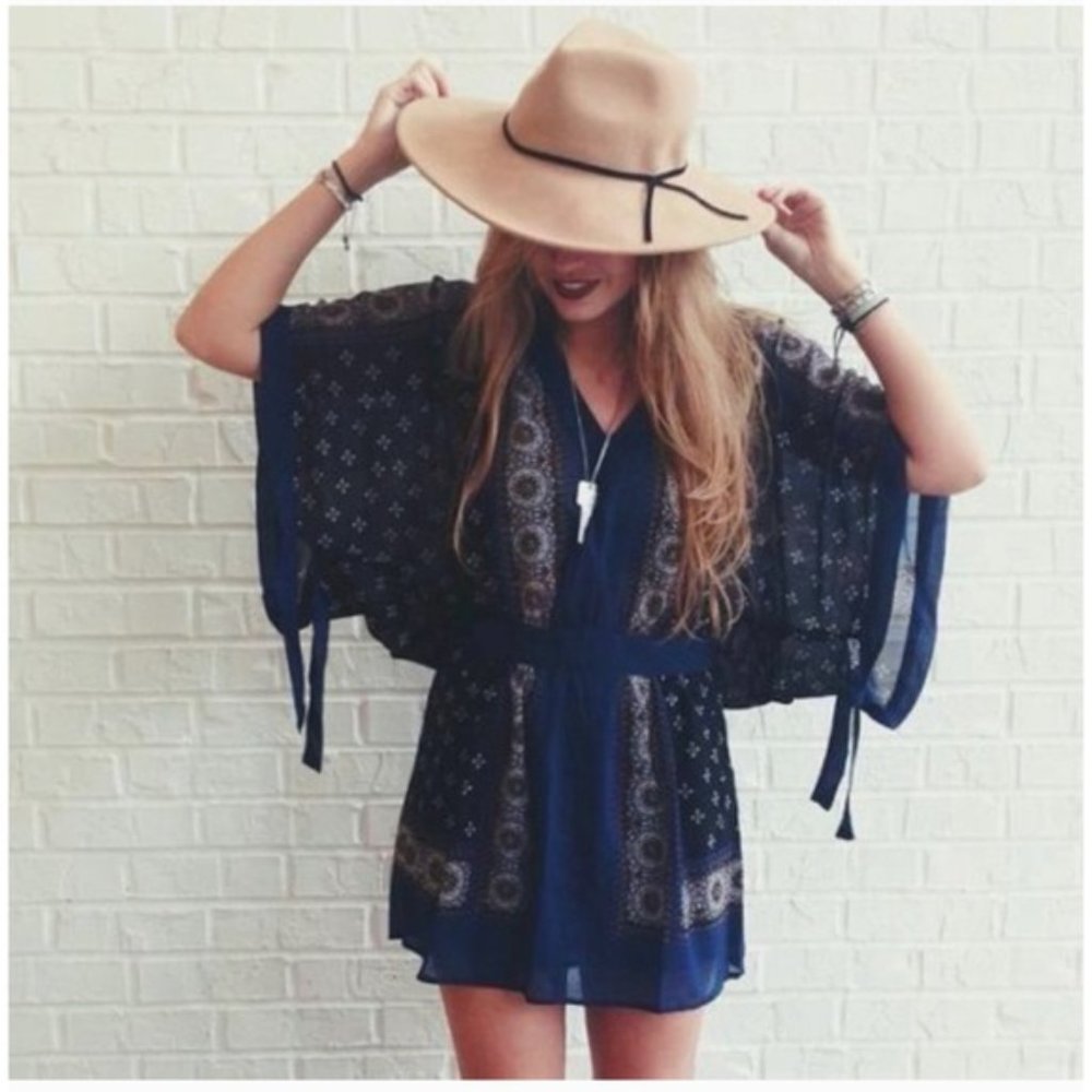Free People Santa Cruz Kimono Scarf Boho Dress XS